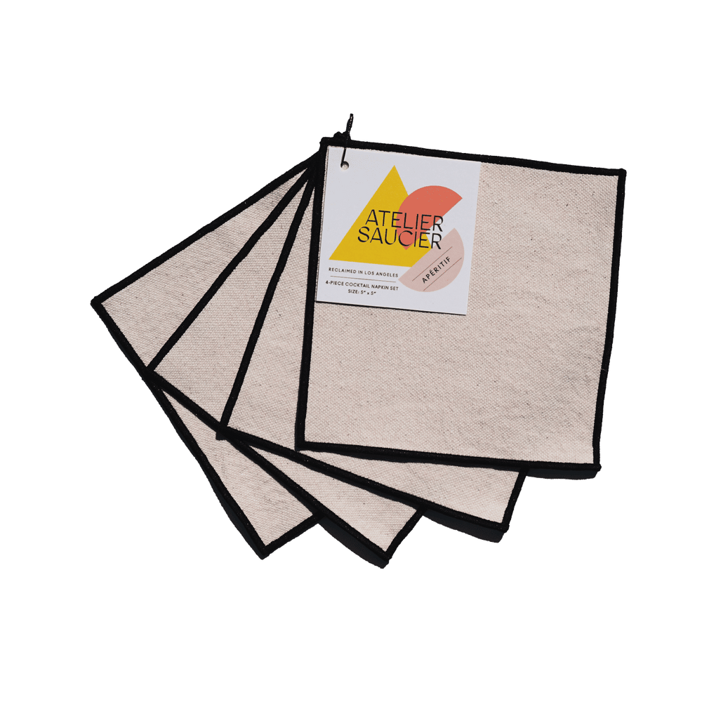 Cream Burlap Noir Cocktail Napkins | Set of 4