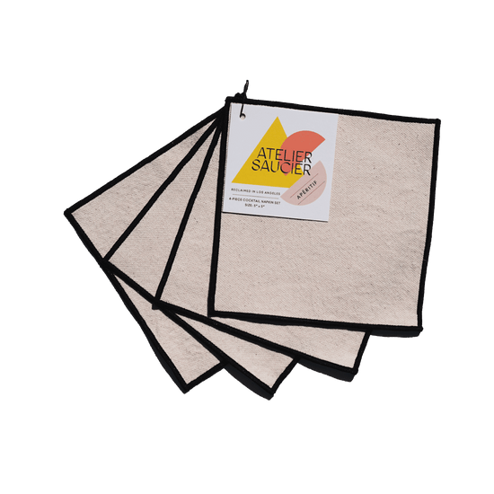 Cream Burlap Noir Cocktail Napkins | Set of 4