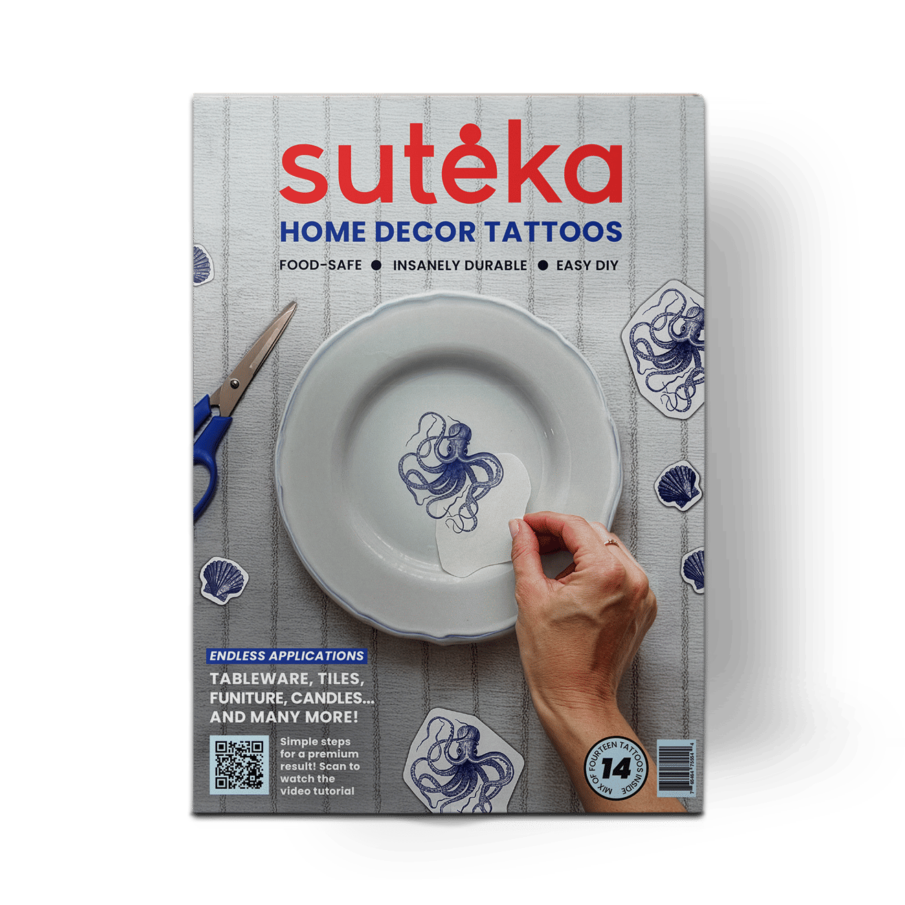 Vintage Ink Octopus DIY Plate Sticker Decoration