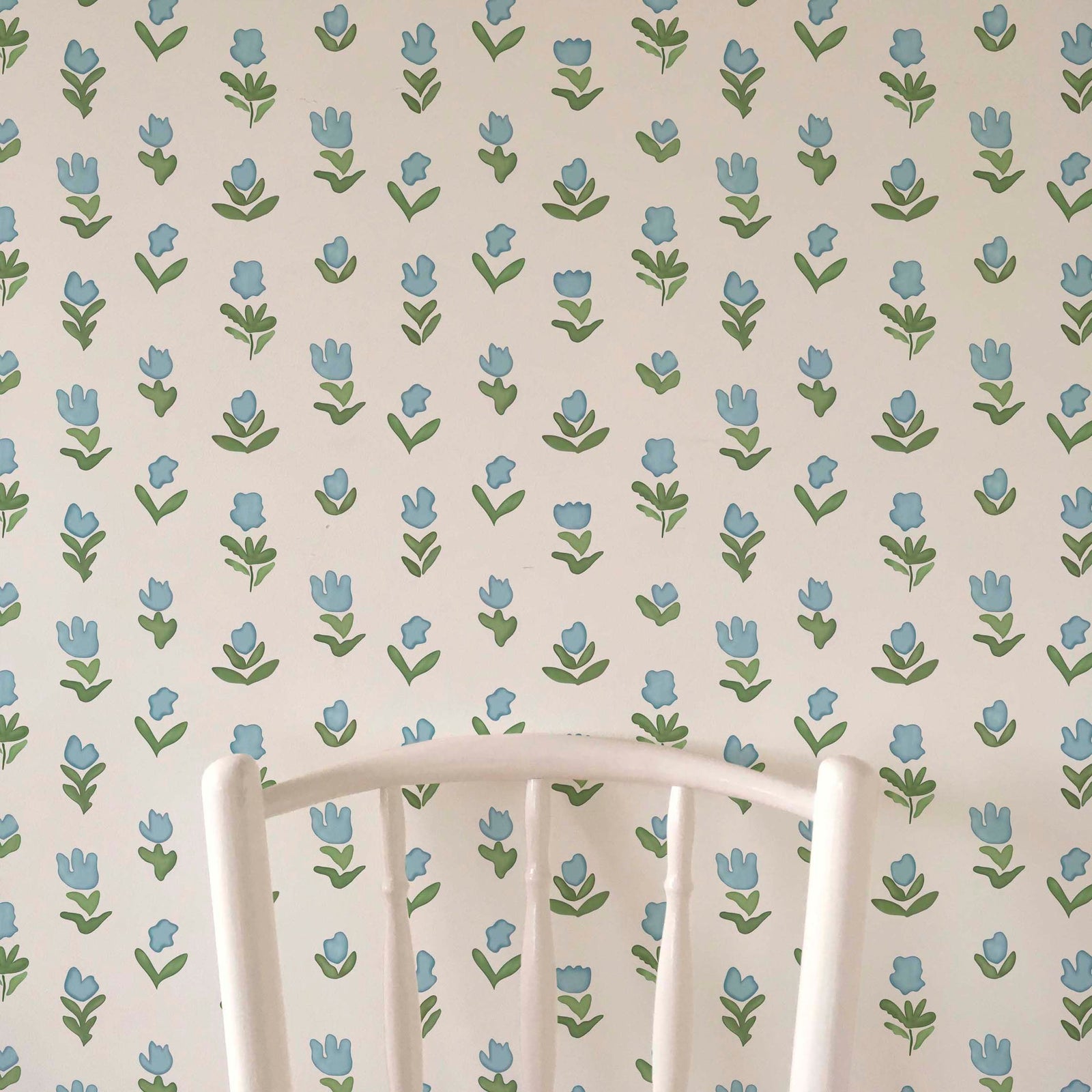 Little Wild Tulips Wallpaper - Light Blue
