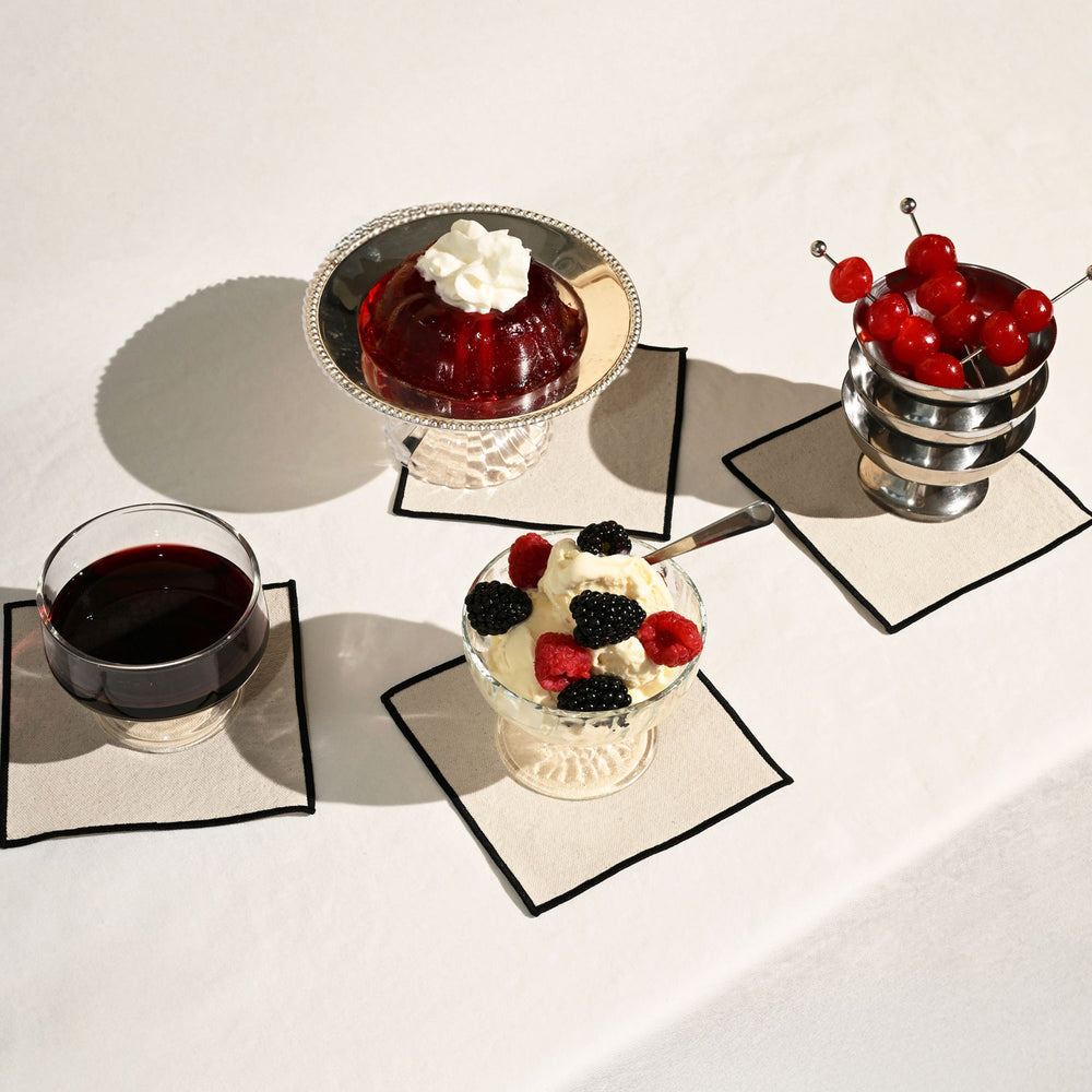 Cream Burlap Noir Cocktail Napkins | Set of 4