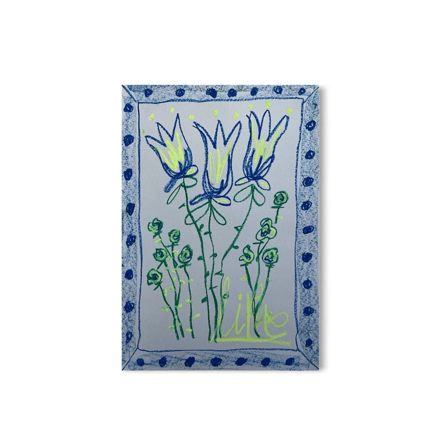 Light Green & Blue Floral | Original Painting A3