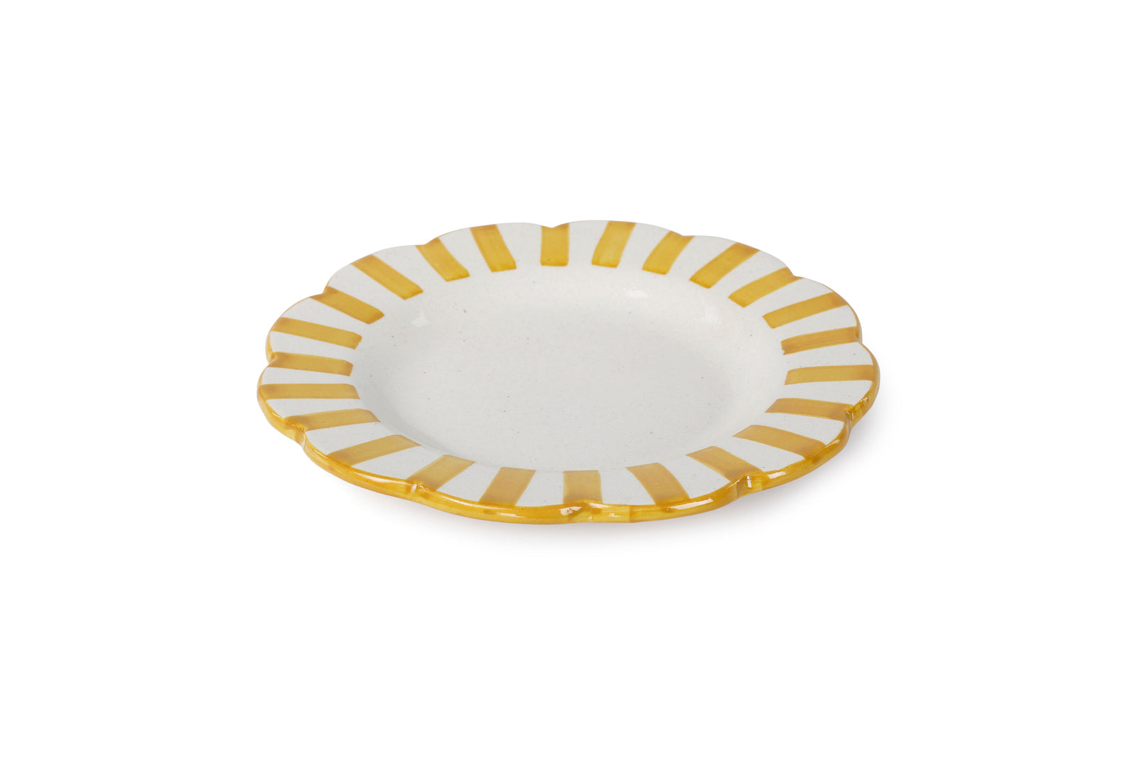 Ceramic Stripe Salad Plate Yellow