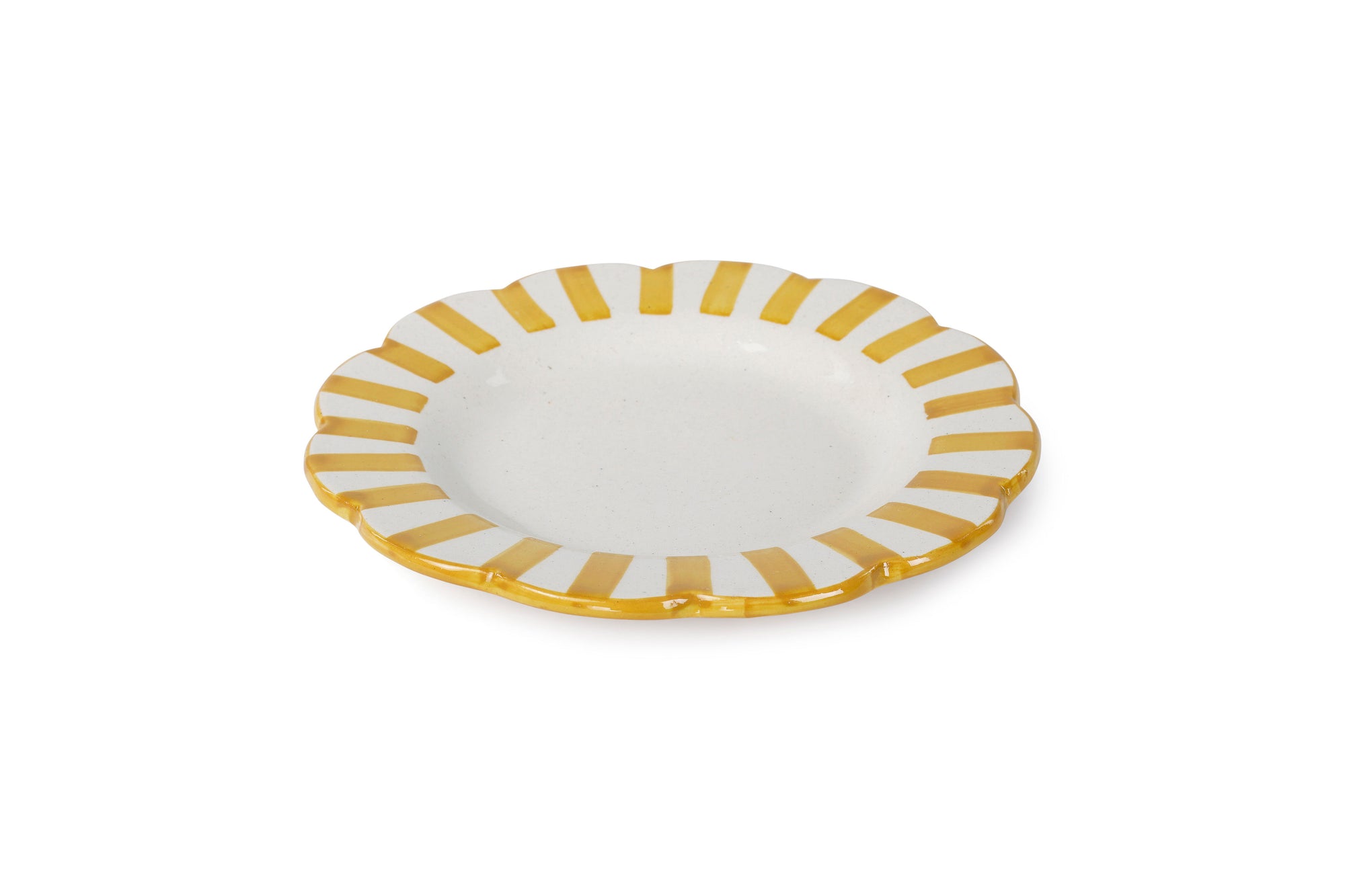 Ceramic Stripe Salad Plate Yellow