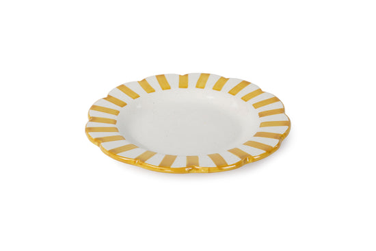 Ceramic Stripe Salad Plate Yellow