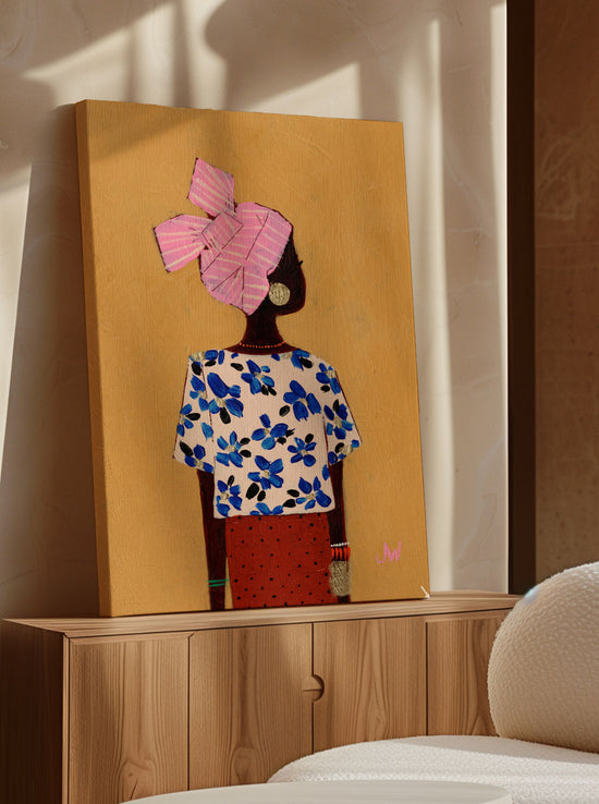 Canvas Artprint Black Woman Ochre - 70x100cm
