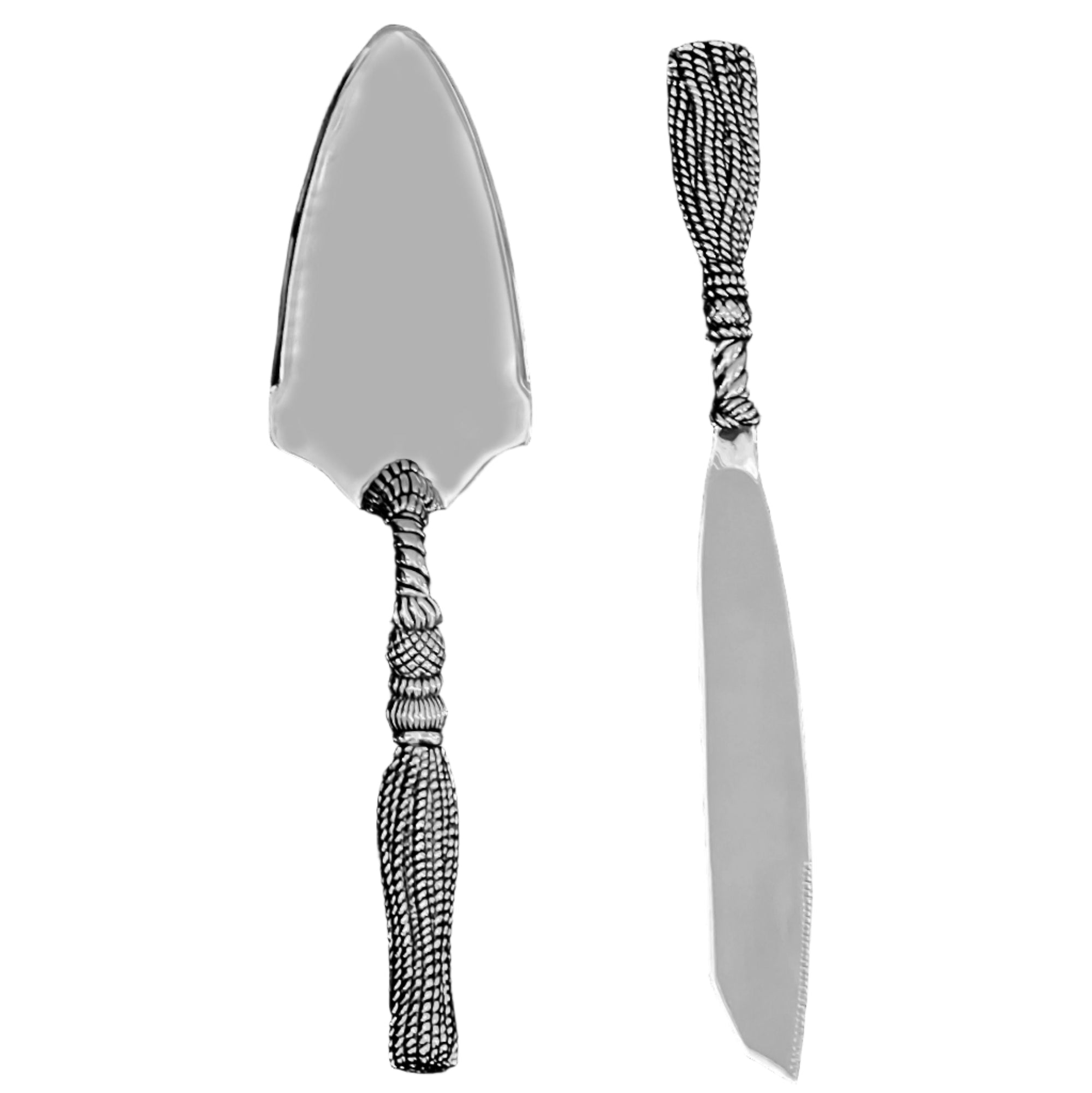 Silver-Plated Tassel Cake Servers