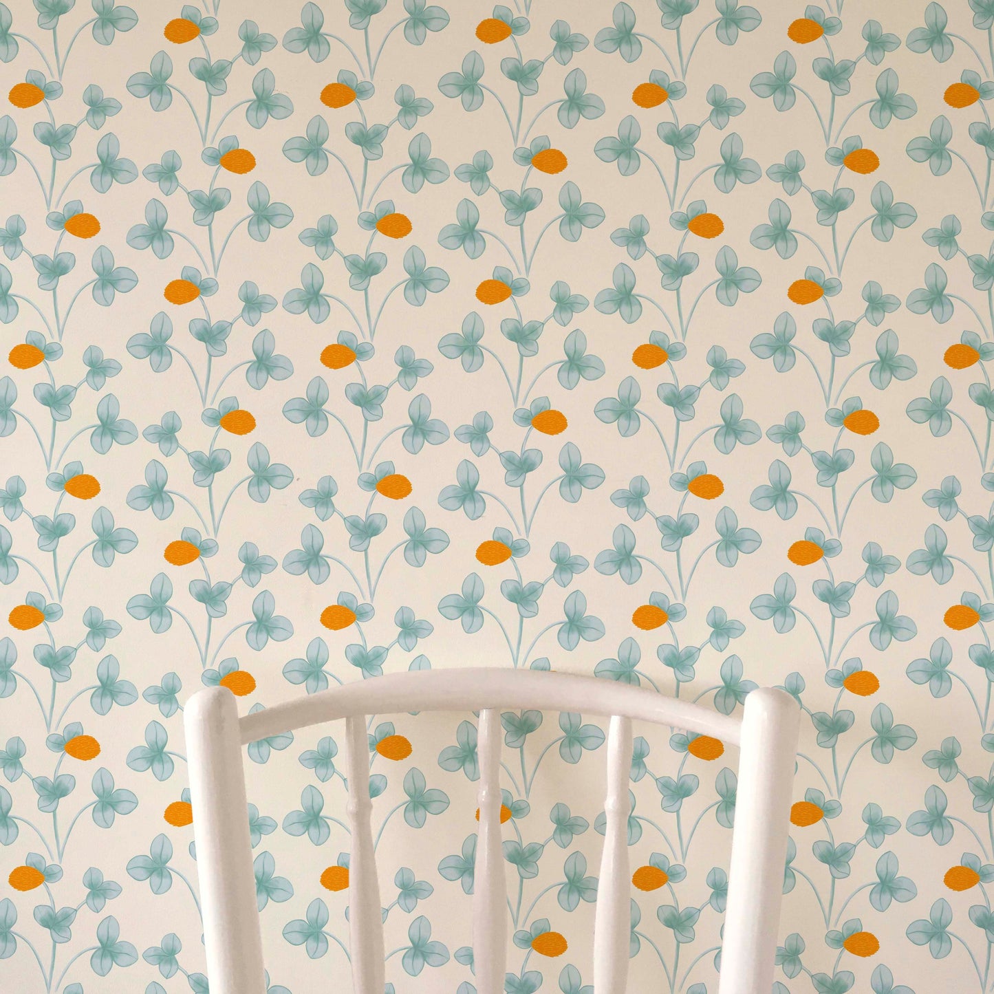 Chintz Constance Wallpaper - Light Blue and Marigold