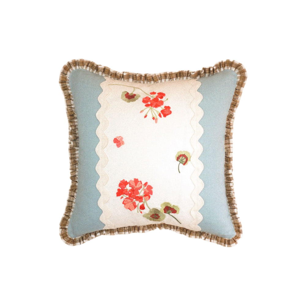 Geranium Patchwork Linen Cushion