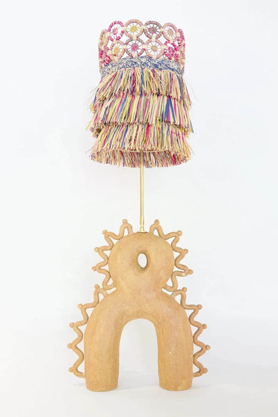 Colorful Raffia Crochet & Ceramic Lamp