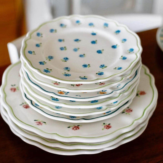 Ceramic Provence Pink Floral Plate Set of Four