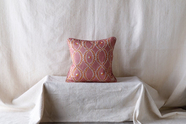 Dolly Small Piped Cushion in Pink and Gold
