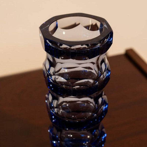 Vintage Faceted Crystal Vase, Oldrich Lipsky for VEB Glaswerke