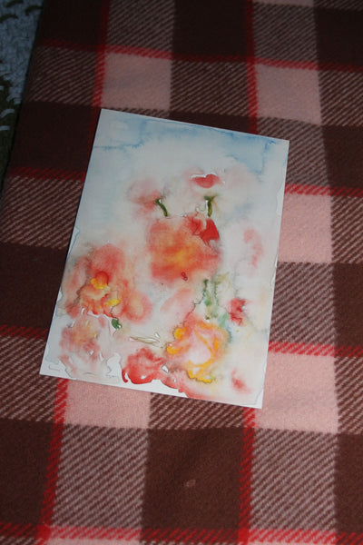 Red Flowers Blue Sky - Original Painting