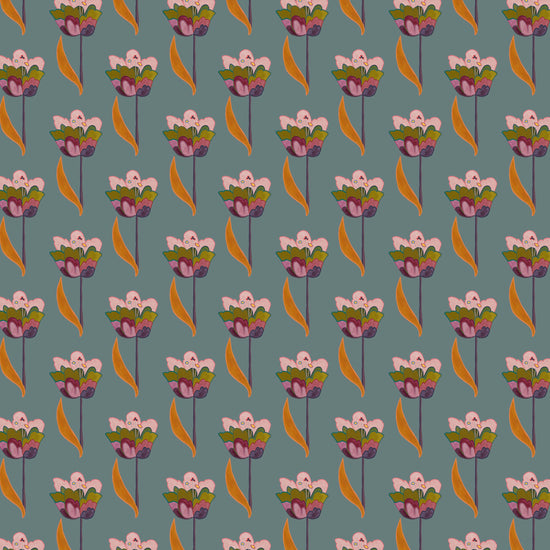 Tulips Wallpaper - Sea Blue