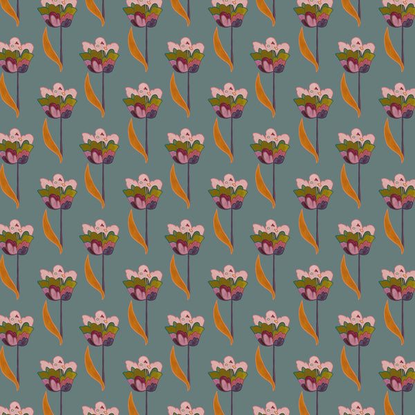 Tulips Wallpaper - Sea Blue