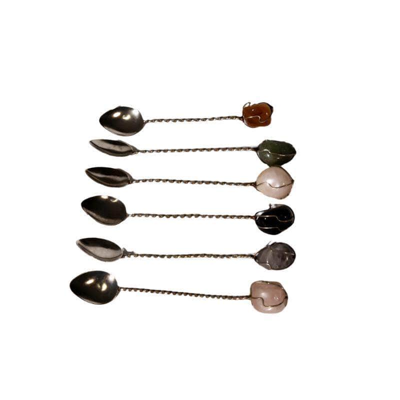 Demitasse Spoon Set with Stones