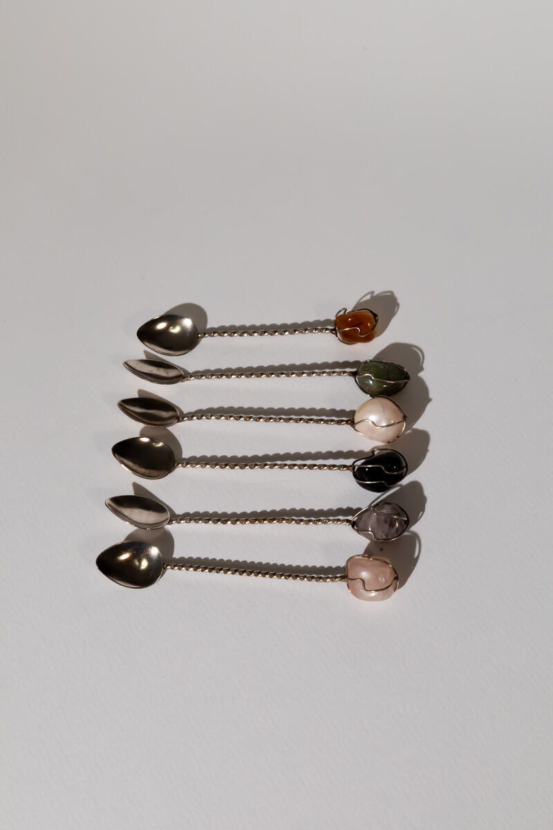 Demitasse Spoon Set with Stones