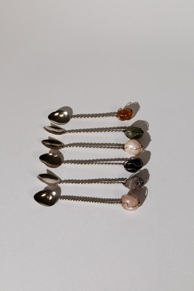Demitasse Spoon Set with Stones
