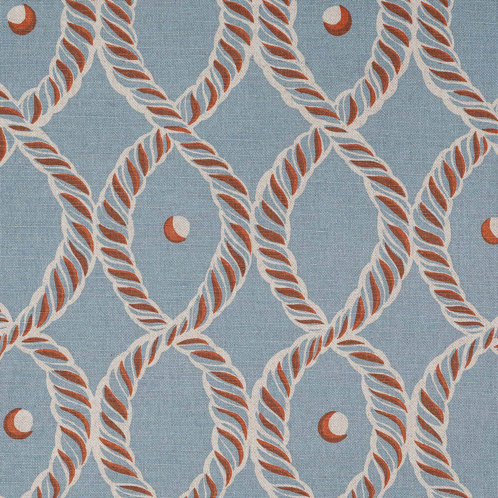 Dolly Fabric in Field Blue and Rust
