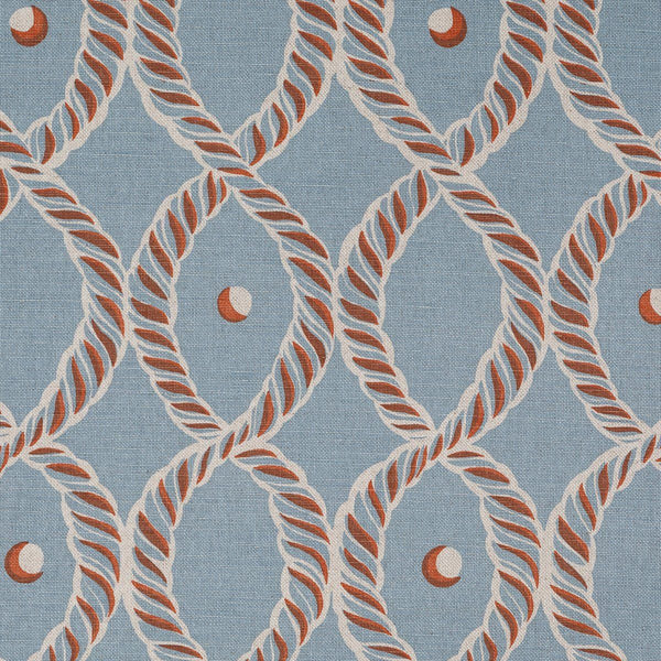 Dolly Fabric in Field Blue and Rust