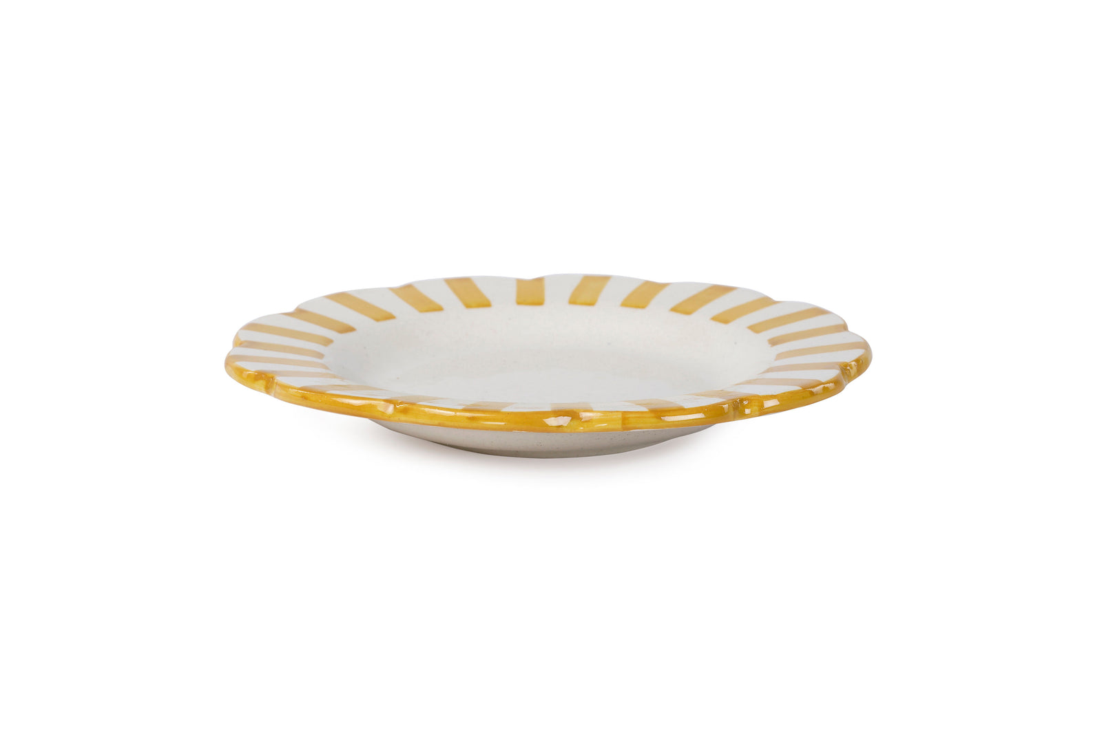 Ceramic Stripe Salad Plate Yellow