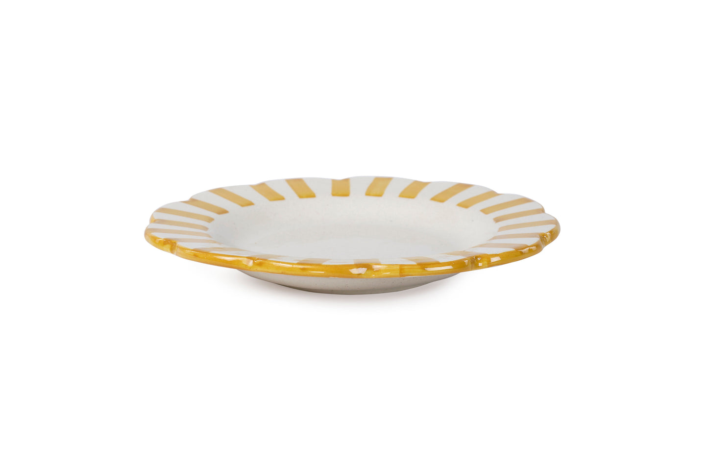 Ceramic Stripe Salad Plate Yellow
