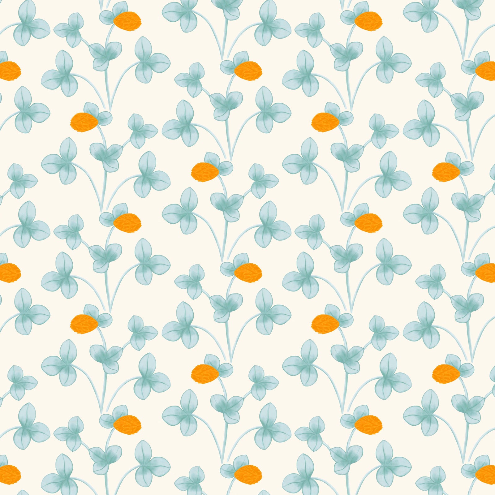 Chintz Constance Wallpaper - Light Blue and Marigold