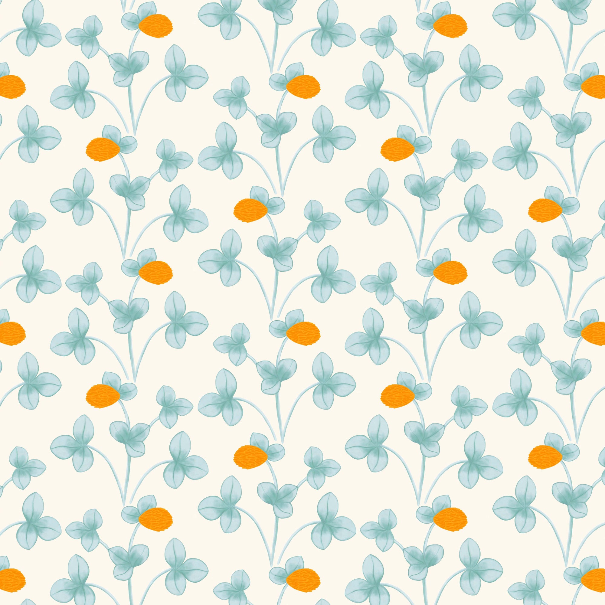 Chintz Constance Wallpaper - Light Blue and Marigold