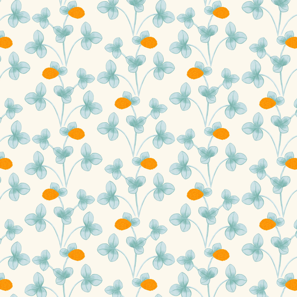 Chintz Constance Wallpaper - Light Blue and Marigold