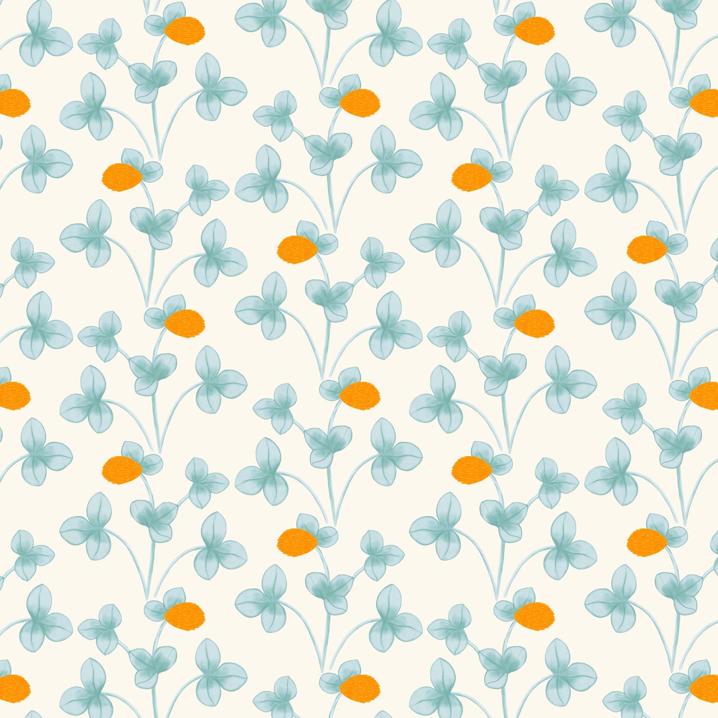Chintz Constance Wallpaper - Light Blue and Marigold
