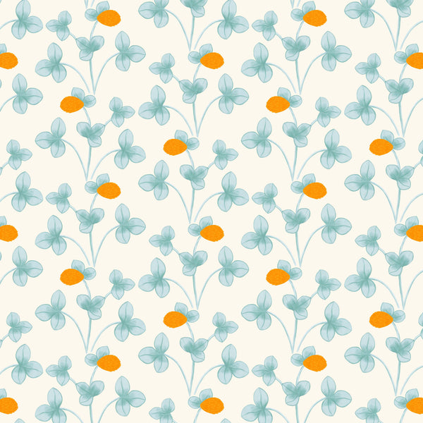 Chintz Constance Wallpaper - Light Blue and Marigold