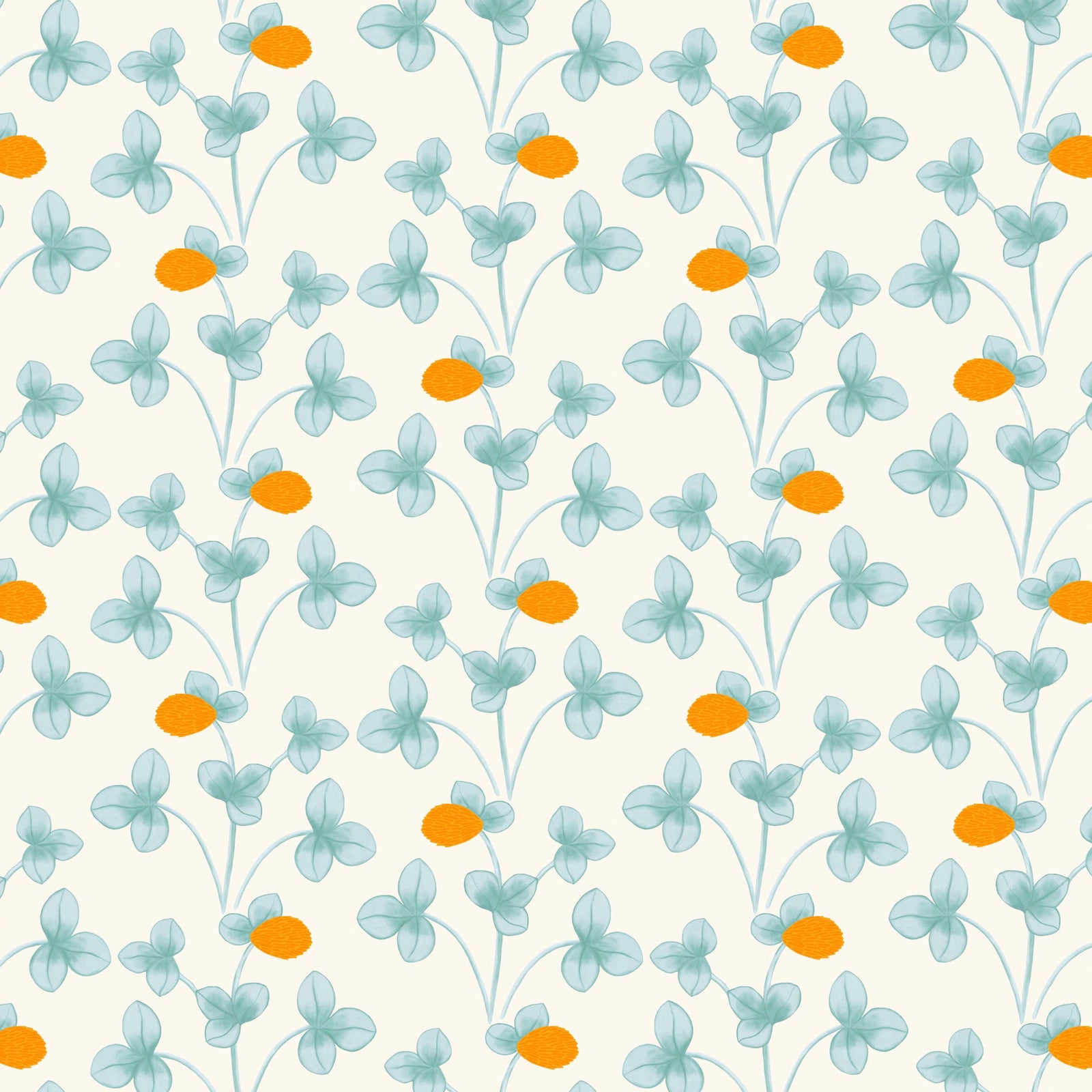 Chintz Constance Wallpaper - Light Blue and Marigold
