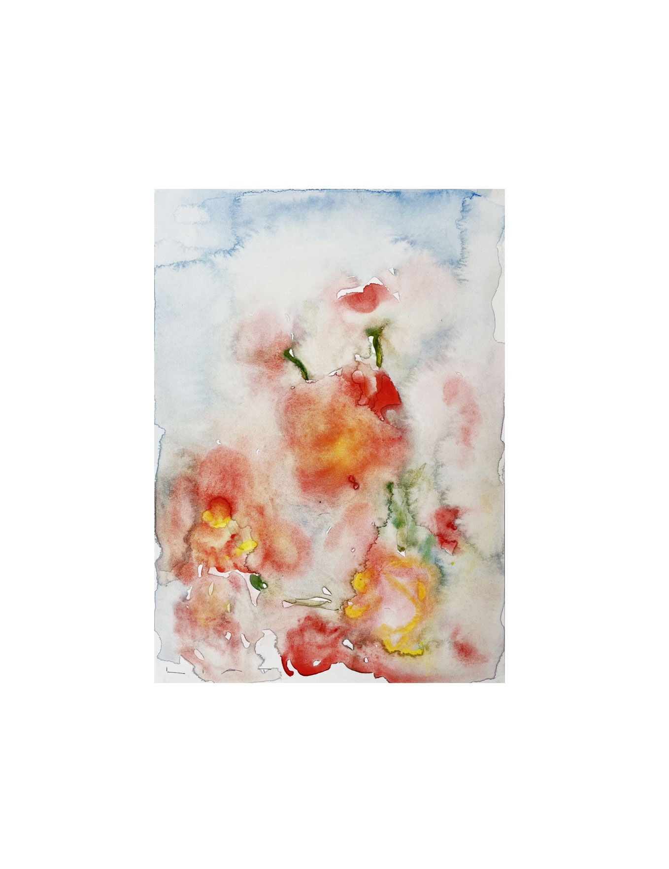 Red Flowers Blue Sky - Original Painting