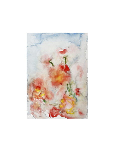 Red Flowers Blue Sky - Original Painting