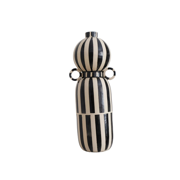 Alma-May -Ceramic Vase - White and Black Stripes