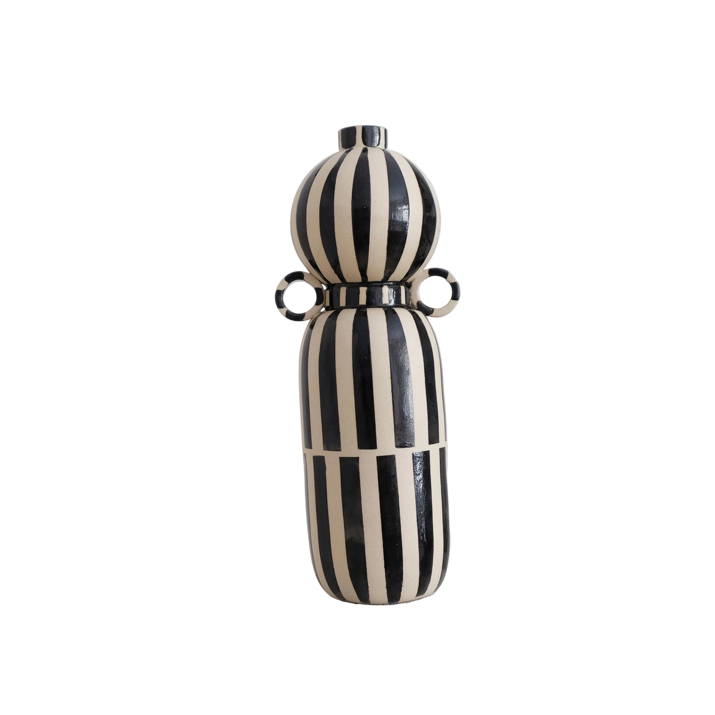 Alma-May -Ceramic Vase - White and Black Stripes