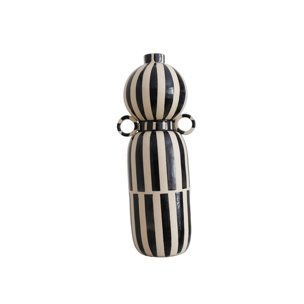 Alma-May -Ceramic Vase - White and Black Stripes