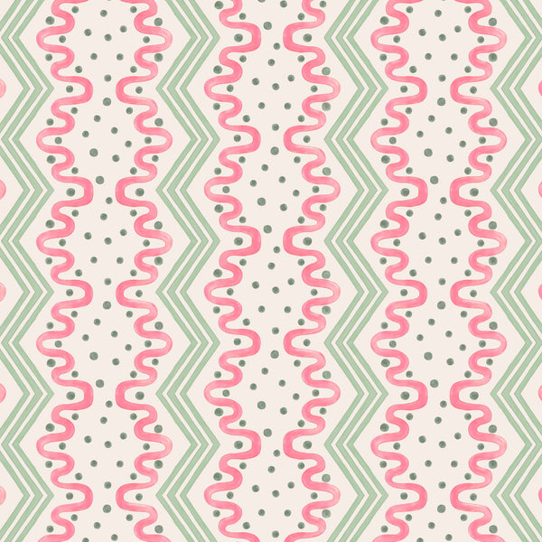 Madame Ziggle Wallpaper - Pink and Green