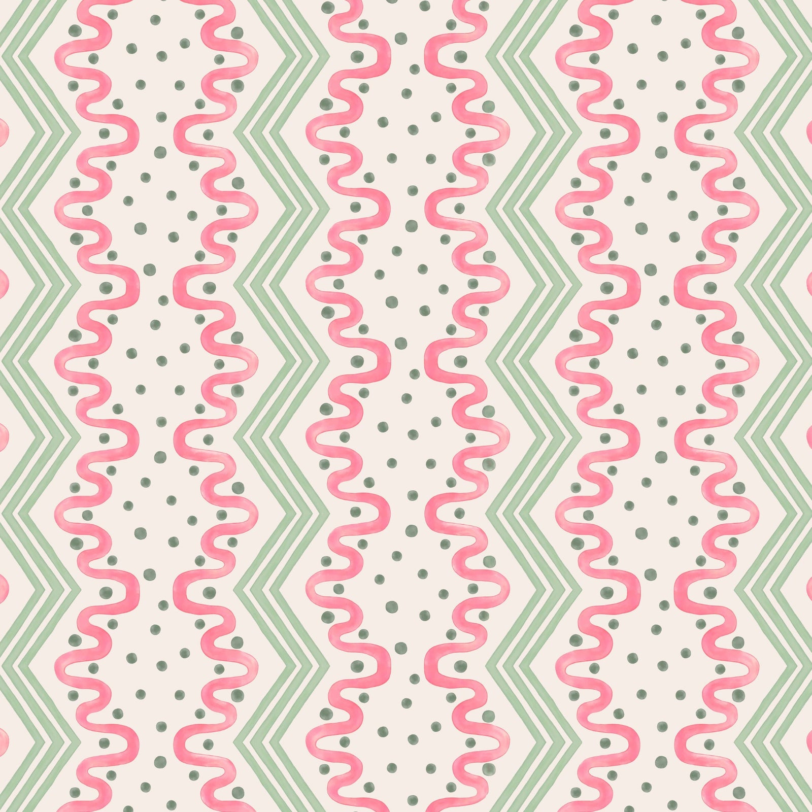 Madame Ziggle Wallpaper - Pink and Green