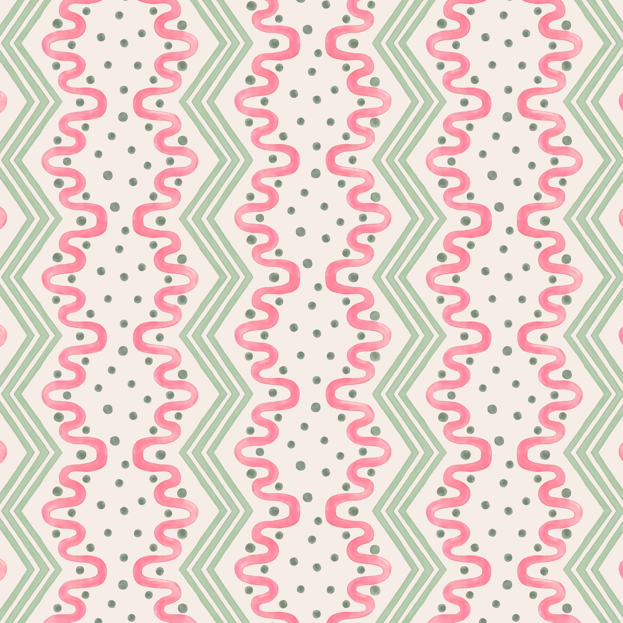 Madame Ziggle Wallpaper - Pink and Green