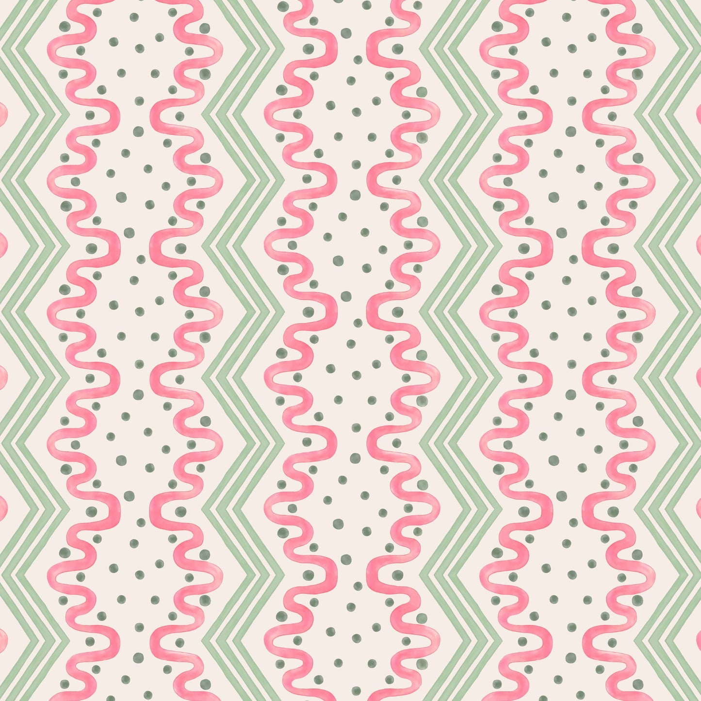Madame Ziggle Wallpaper - Pink and Green