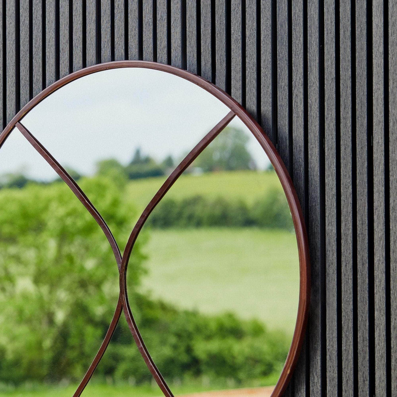 Circular Outdoor Mirror Natural Rust