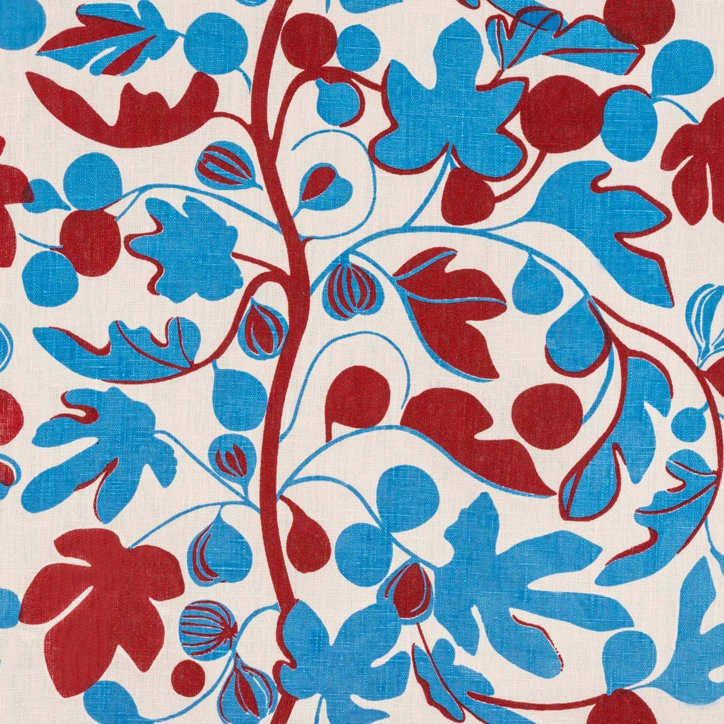 Figs Fabric (Red and Cornflower Blue)
