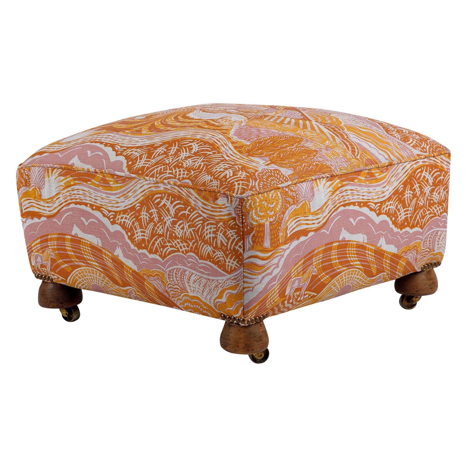 Edwardian Pouffe in The Plough Ethel Pink and Harvest Gold