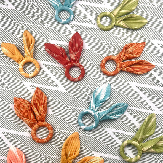 Easter Bunny Ears Napkin Ring - Woven Ikat - Yellow