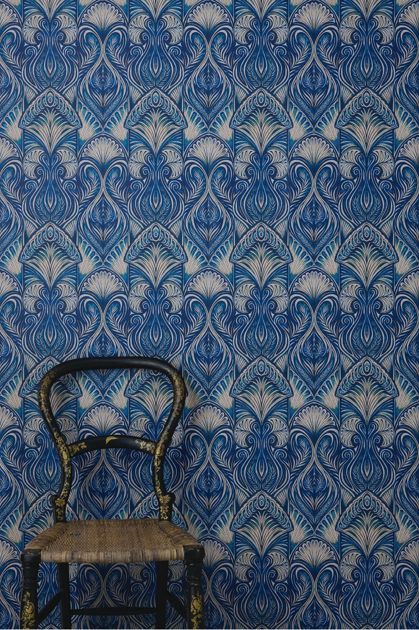 Hortia Prussian Blue Wallpaper