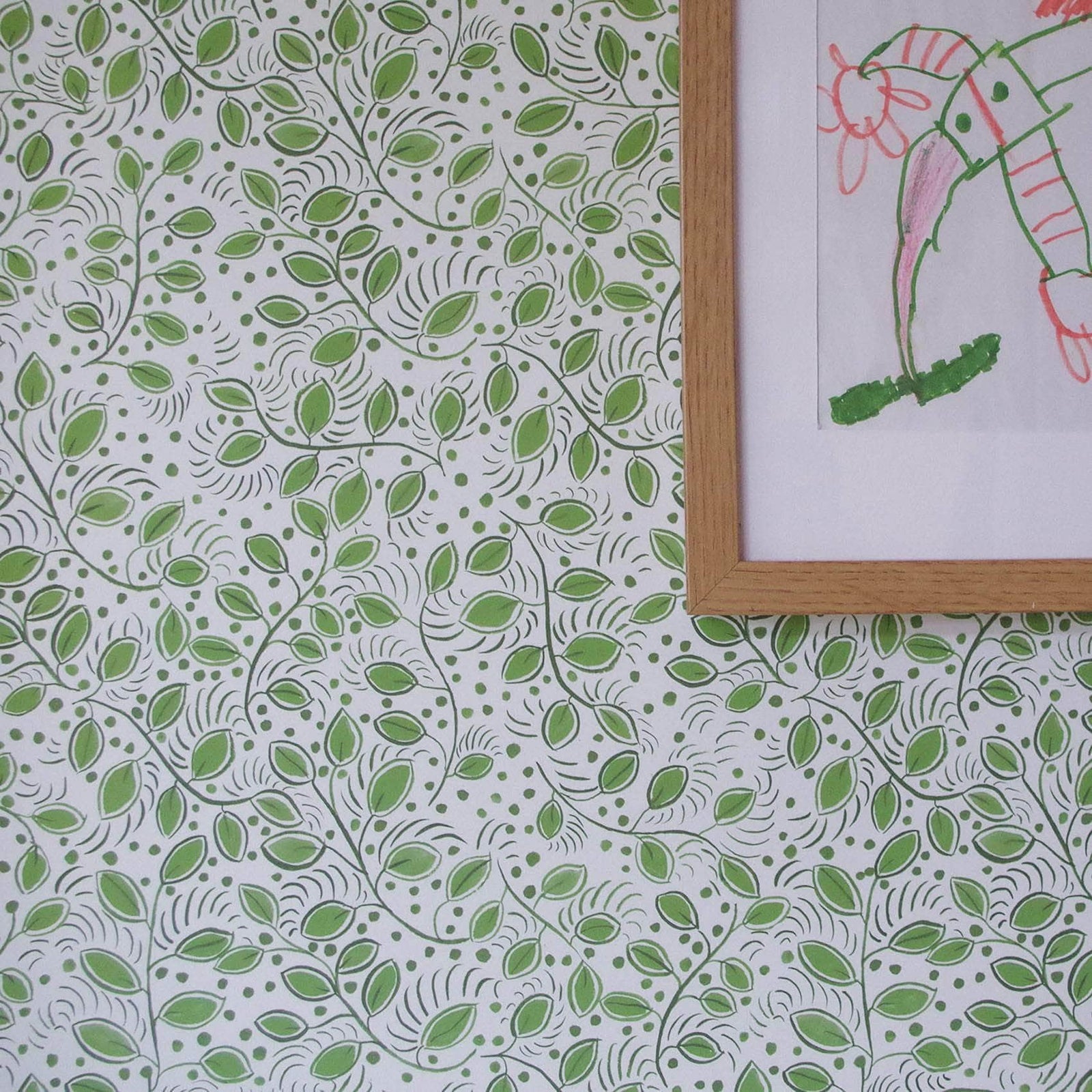 Printed Little Leaves Wallpaper - Green