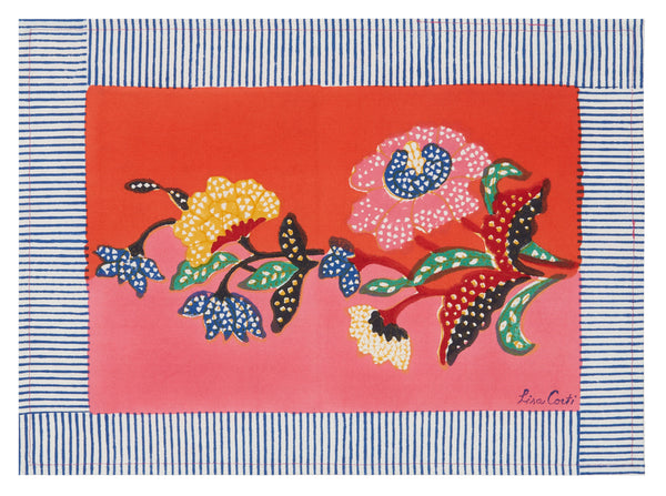 cotton placemat 35x48cm indonesian red rose