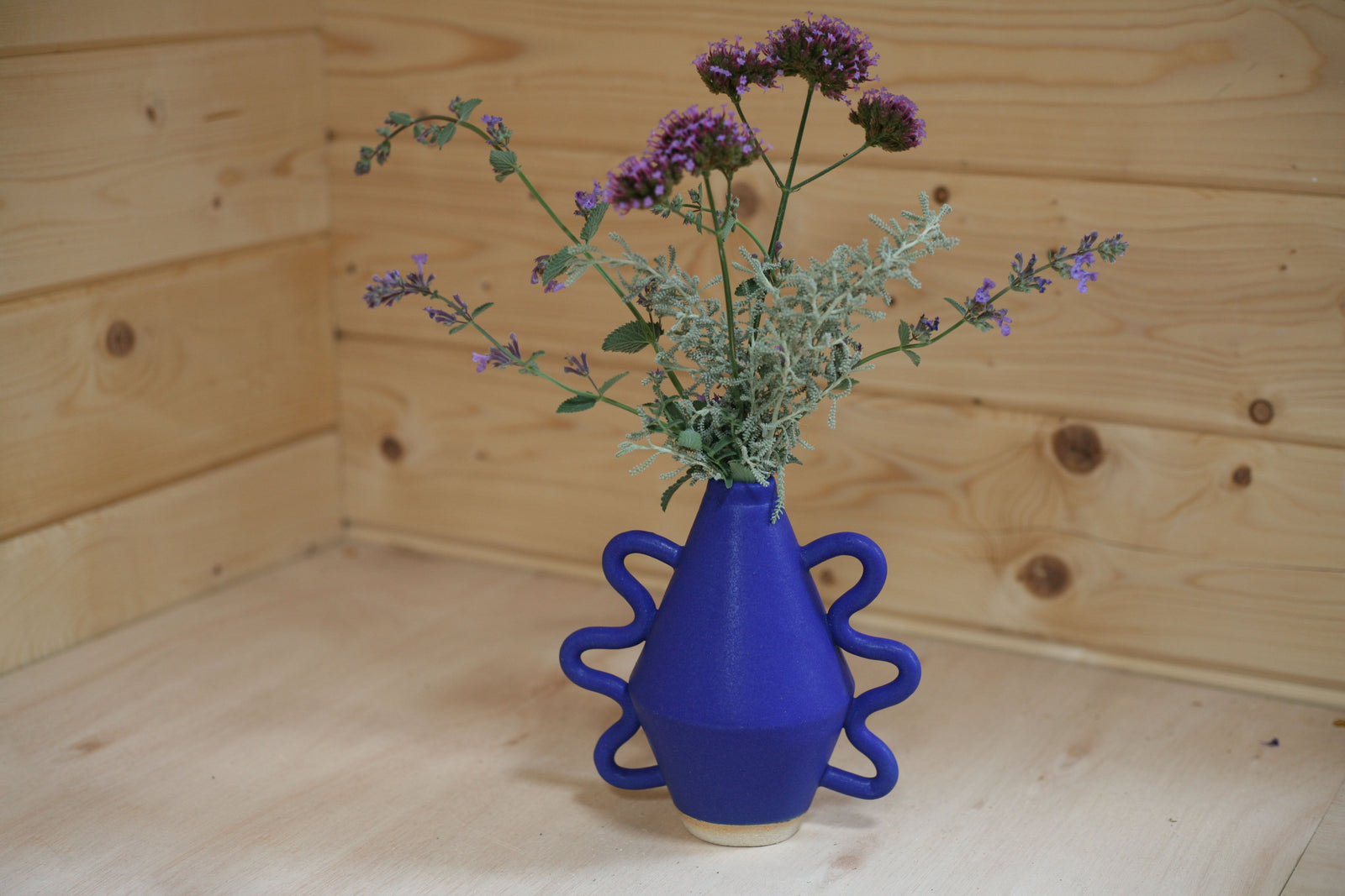 Blue Diamond Vase with Wiggle Handles